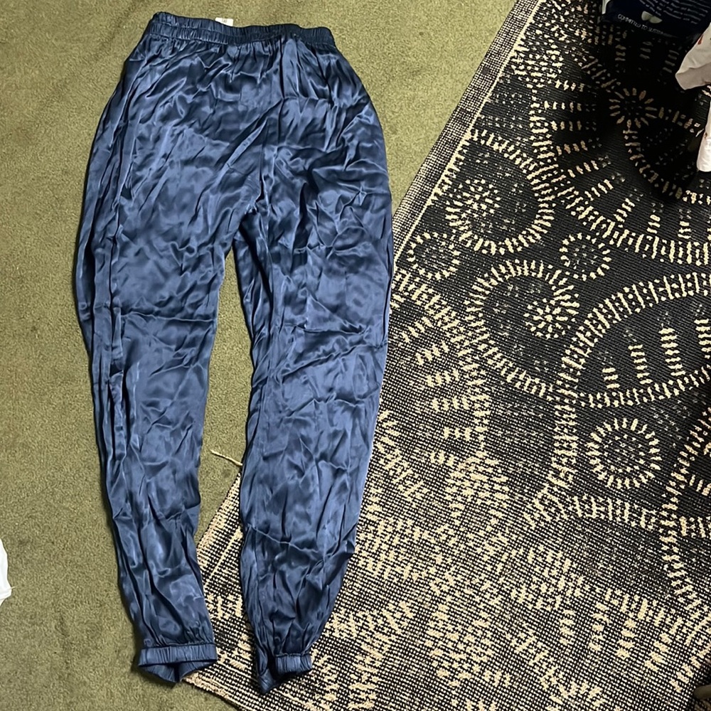 anthropologie naby blue rayon cuffed joggers
